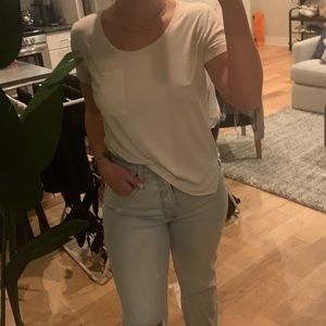 Lucky Brand White Tee with Pocket